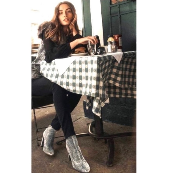 MICHAEL Michael Kors 70s Glitter Metallic Silver Stretch Ankle Heel Boot Size 10 - Picture 13 of 13